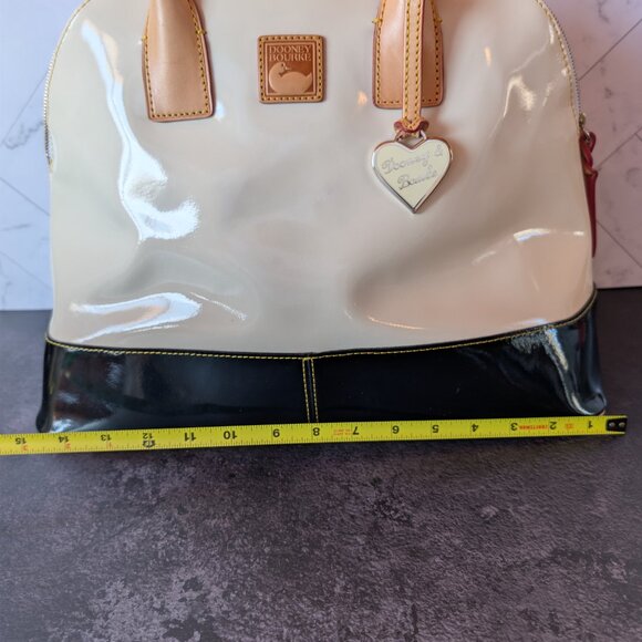 Dooney & Bourke Patent Leather Dome Satchel – Ivory & Black with Heart Charm - Picture 16 of 17